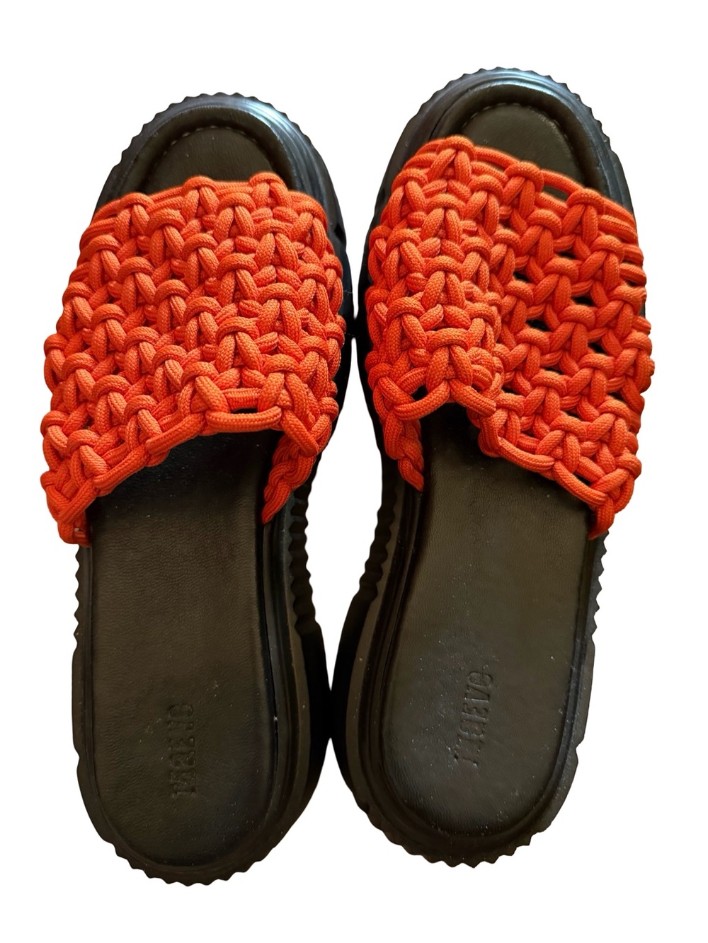 Maeve Orange Braided Slide Sandals - Women